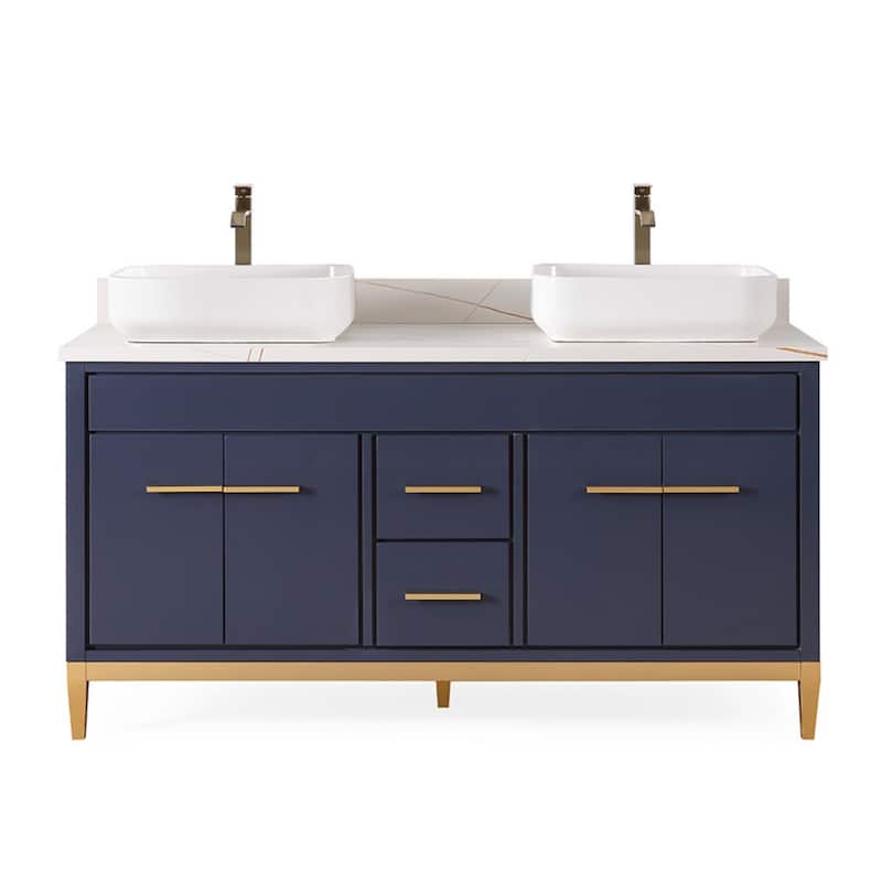 60" Tennant Brand Vessel sink Beatrice Double Sink Vanity
