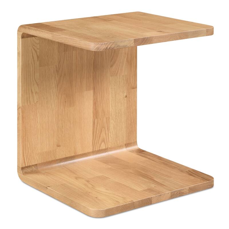 NADAAL STUDIOS Marenith Side Table, C-Side Solid Walnut Curved Edge Reversible Use, Walnut Brown