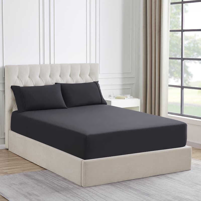 1500 Supreme Collection Microfiber Flannel Fitted Sheet - Black - King
