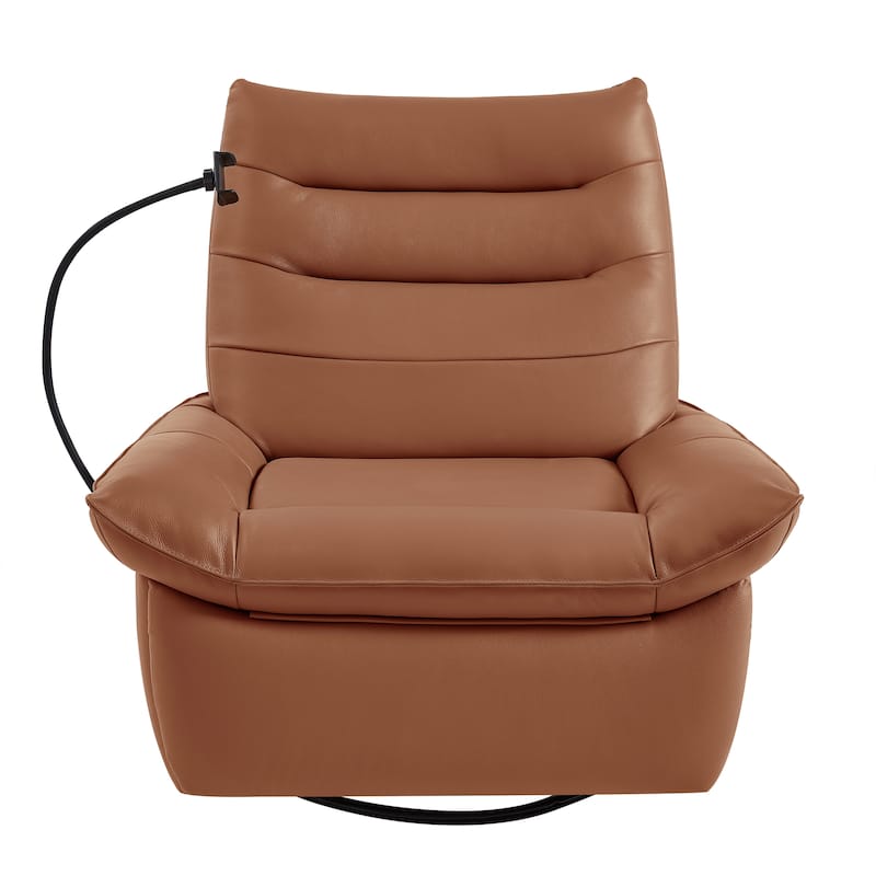 Genuine Italian Leather Match Power Swivel Rocker Recliner (Set of 2)