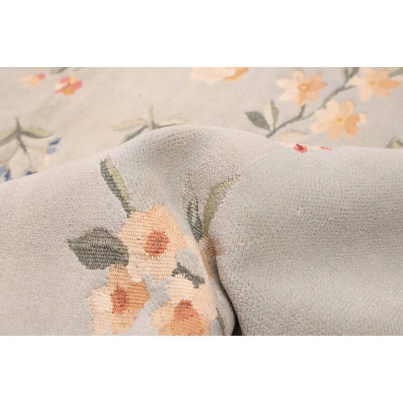 ECARPETGALLERY Hand-knotted Opulence Light Blue Wool Rug - 5'11 x 9'1