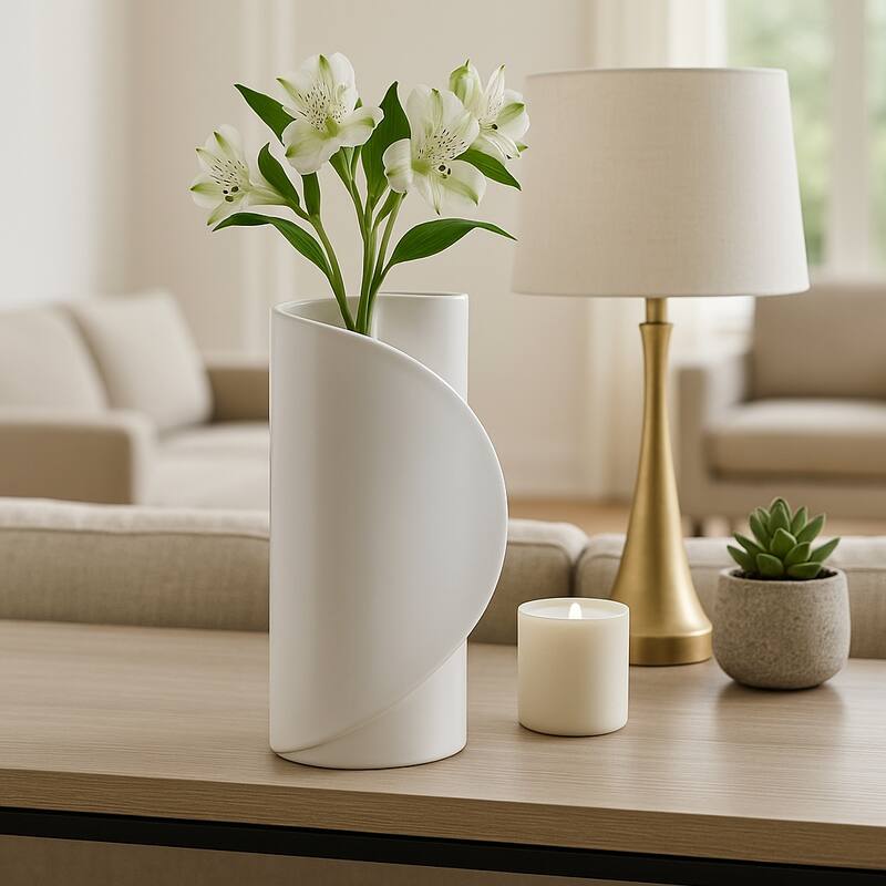 Modern Table Vase with Sculptural Curved Wrap Design