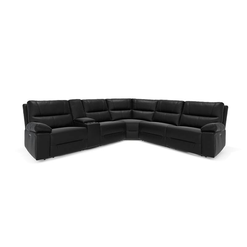 Malibu 130" 6-Piece Leather & Faux Leather Power Reclining Sectional