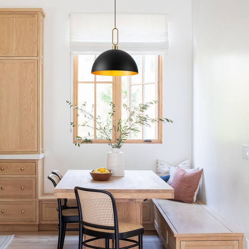 Industrial 1-Light 23.6" Metal Dome Pendant Light for Kitchen Island Dining Room