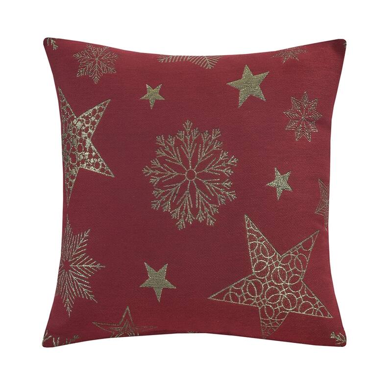 Violet Linen Seasonal Xmas Christmas Holiday Glamours Pattern, 18 Inch x 18 Inch, Square, Decorative Cushion Cover - Stars-Snowflakes