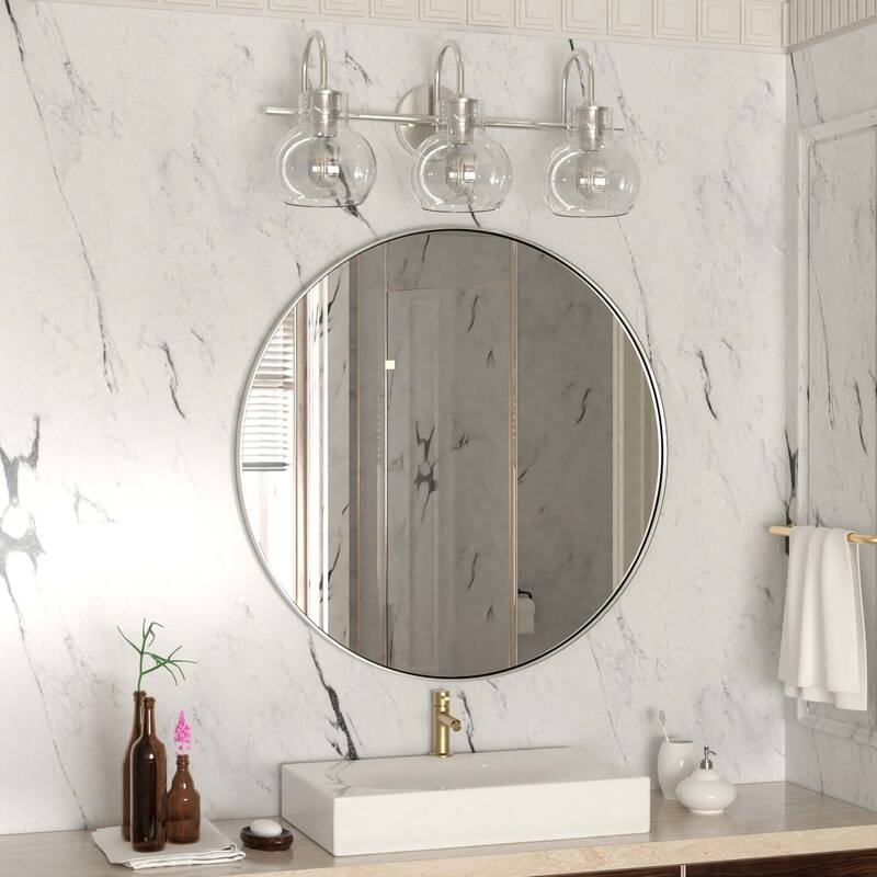 Modern 2/3/4 Bathroom Vanity Lights Clear Globe Glass Shade