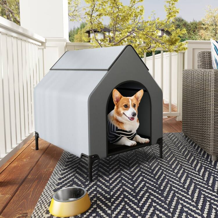 Outdoor Elevated Pet House with Ventilated Windows