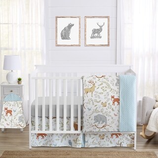 Sweet Jojo Designs Woodland Animal Toile Collection 4-piece Bumperless Crib Bedding Set