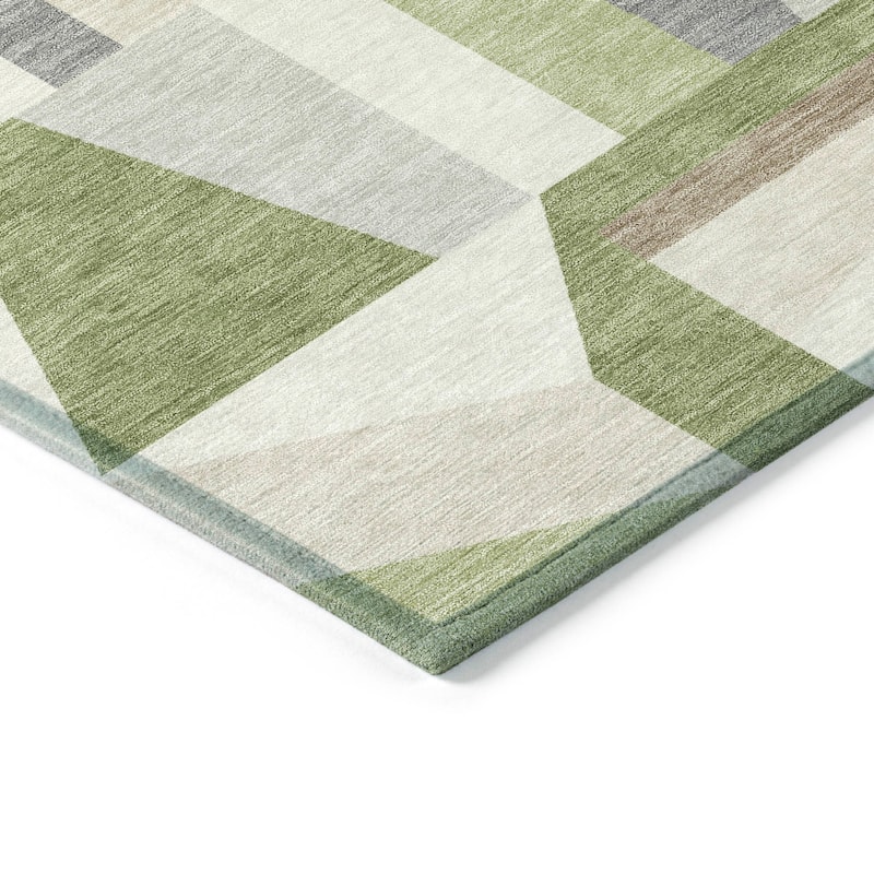Machine Washable Indoor/ Outdoor Contemporry Mosaic Chantille Rug