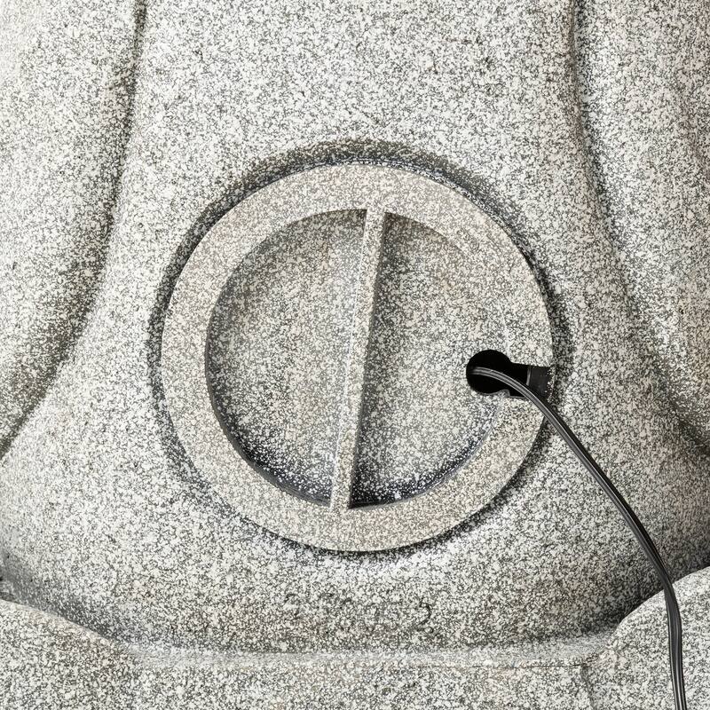 Glitzhome 21.75"H 2-Tiered Zen-Style Polyresin Cat Dog Statue Outdoor Fountain with LED Lights