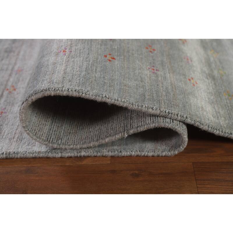 Grey Gabbeh Area Rug Handmade Wool Carpet - 8'11"x 11'9"