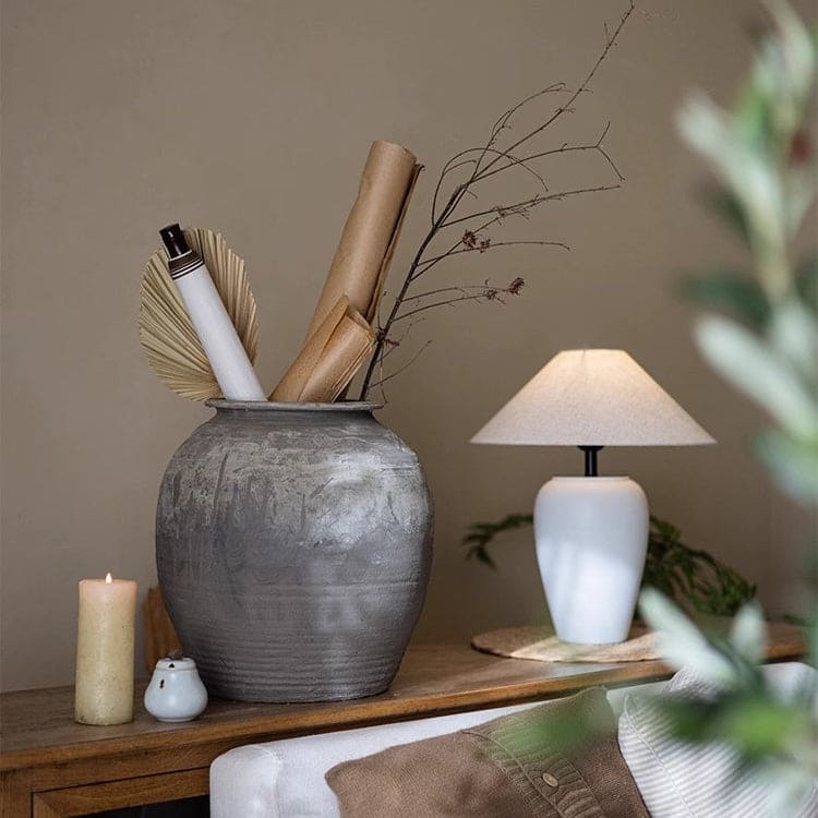 RusticReach Large Antique Ceramic Pot - Gray