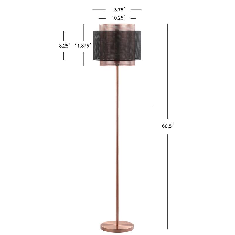 Regina 60.5" Metal LED Floor Lamp, Copper/Black by JONATHAN Y - 60.5" H x 13.75" W x 13.75" D