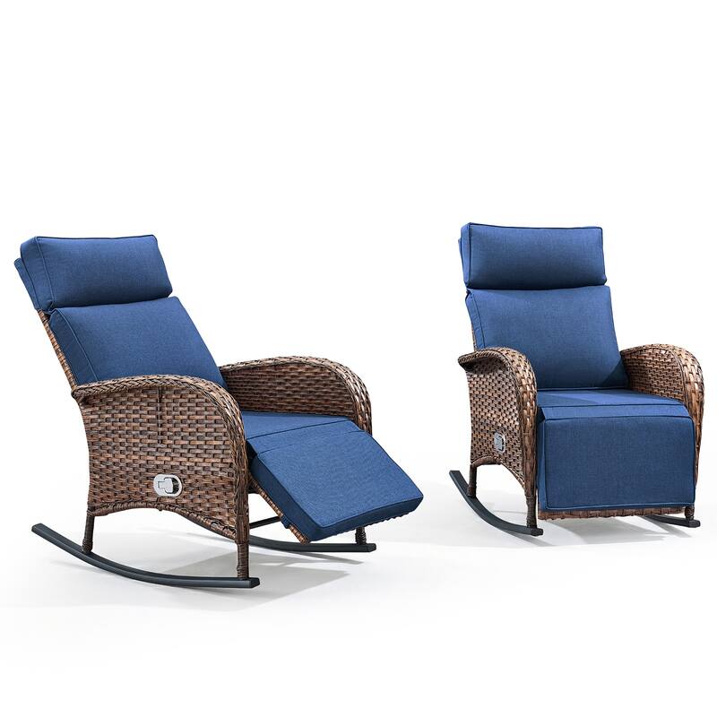 Pocassy Versatile Outdoor Recliner Rocker Chair with Side Table