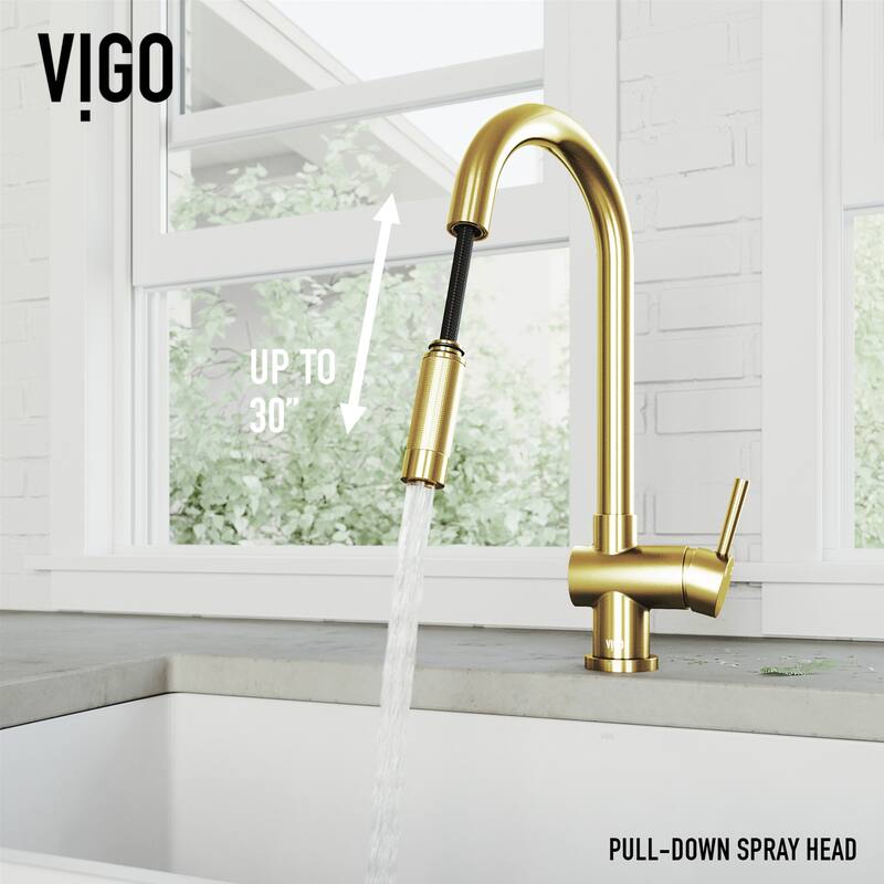 VIGO Gramercy 17" H Single Handle Pull-Down Spout Kitchen Faucet