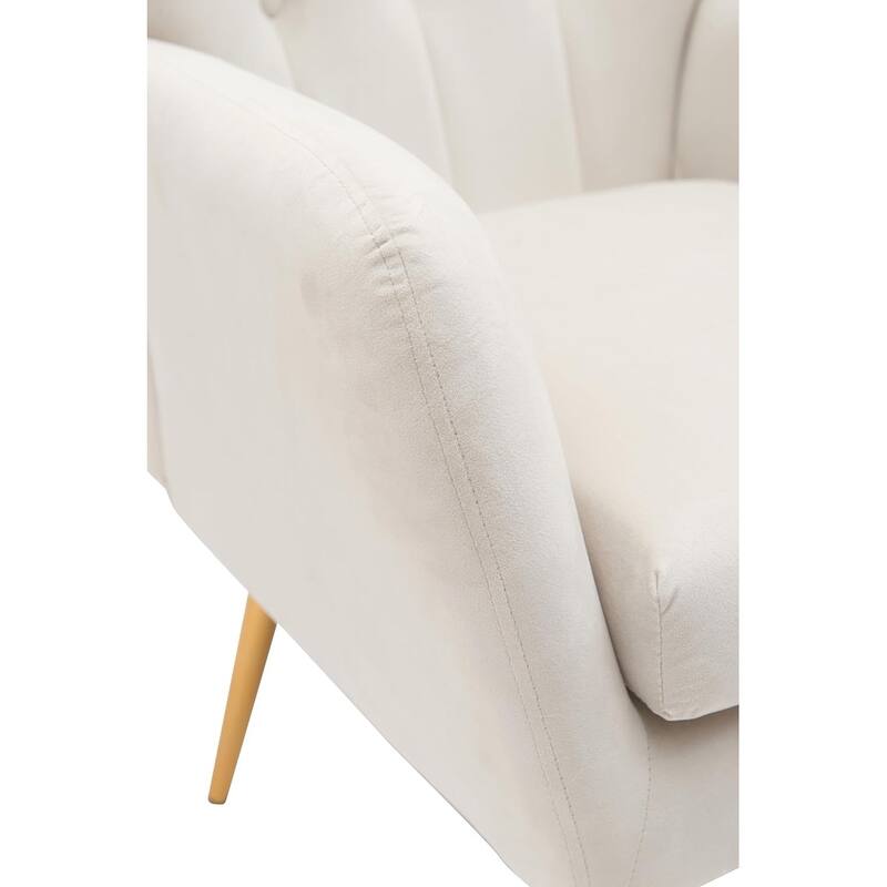 Modern Chic Mid-Century Velvet Accent Armchair Button-Tufted Wingback Design with Gold Flared Legs