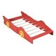 preview thumbnail 6 of 10, Twin Size Race Car-Themed Platform Bed with Functional Wheels and Safety Rails for Kids' Bedrooms