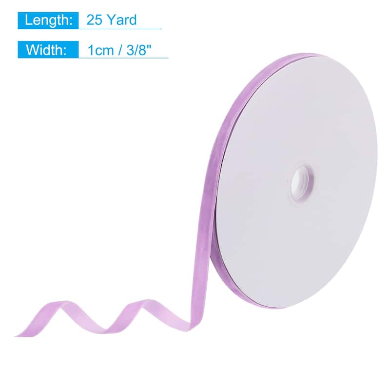 Velvet Ribbon 25 Yard Single Face Spool Silky for Gift Wrapping Decor - Purple - 3/8 Inch x 25 Yard