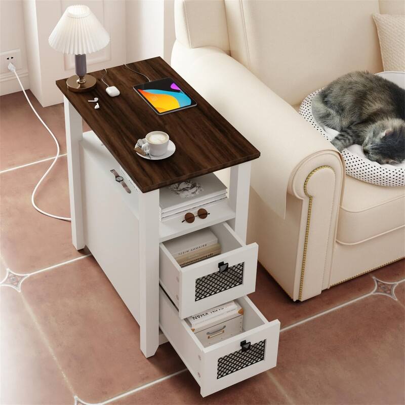 End Table with Charging Station - 13.78"D x 23.6"W x 24.8"H