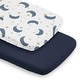 preview thumbnail 1 of 4, Sweet Jojo Designs Moon & Star Boy, Girl, Unisex/Gender Neutral 2 Pack Baby Bassinet Fitted Sheets - Solid Blue & Celestial, Sky