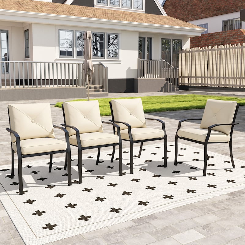 Gymax Outdoor Patio Dining Chair Set of 4 Stackable Garden Chairs with