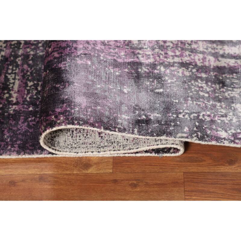 Contemporary Abstract Indian Square Area Rug Hand-Knotted Wool Carpet - 6'8" X 6'9"