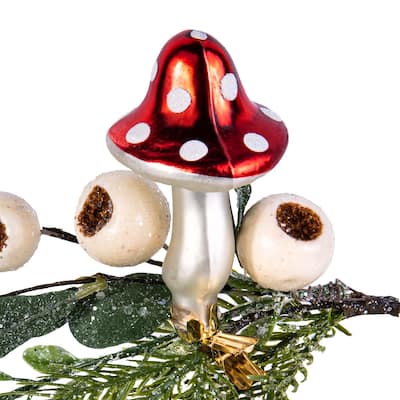 Amanita Mushroom w/ Clip Glass Christmas Tree Ornament - 2.3 х 3.8"