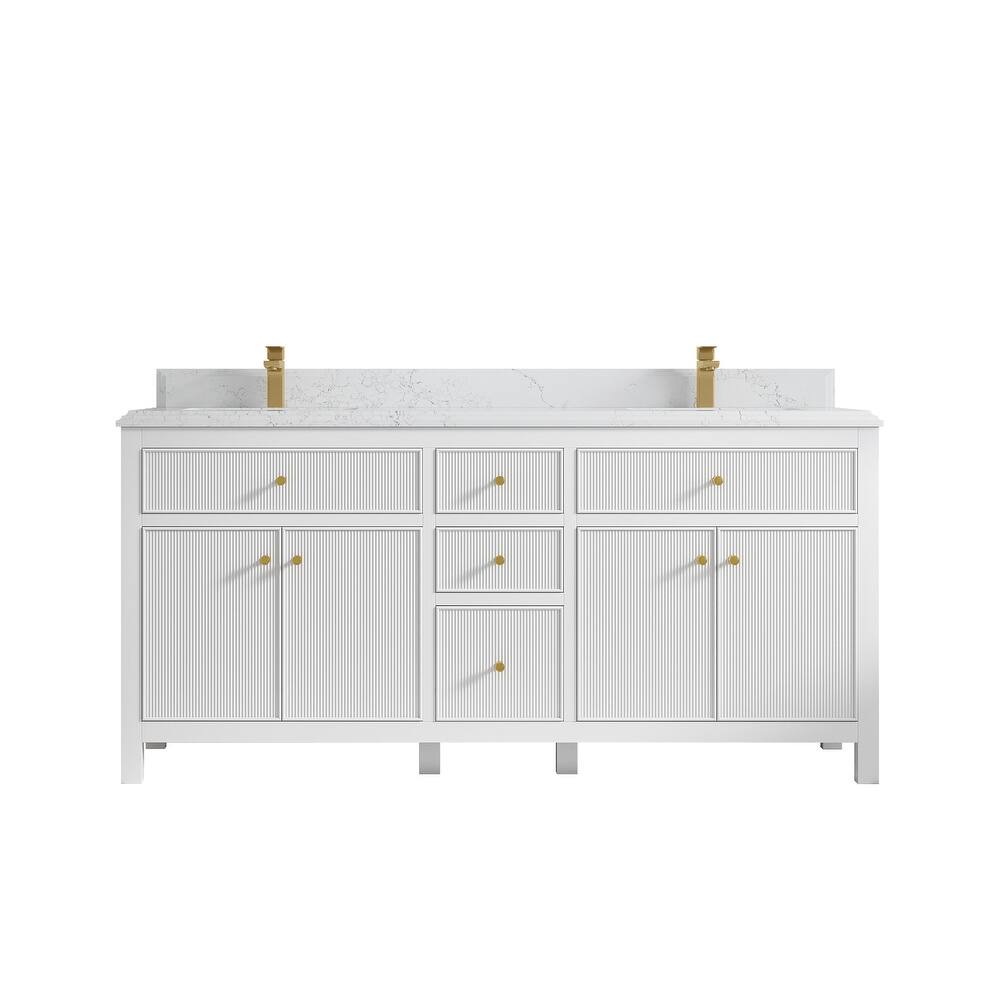 Willow Collections 72 in W x 22 in D Sonoma Free Standing Reeded Double Sink Bathroom Vanity with Countertop
