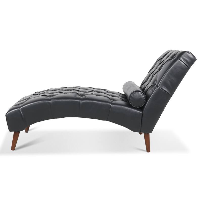 Black PU Upholstered Chaise Lounge with Classic Sled Design