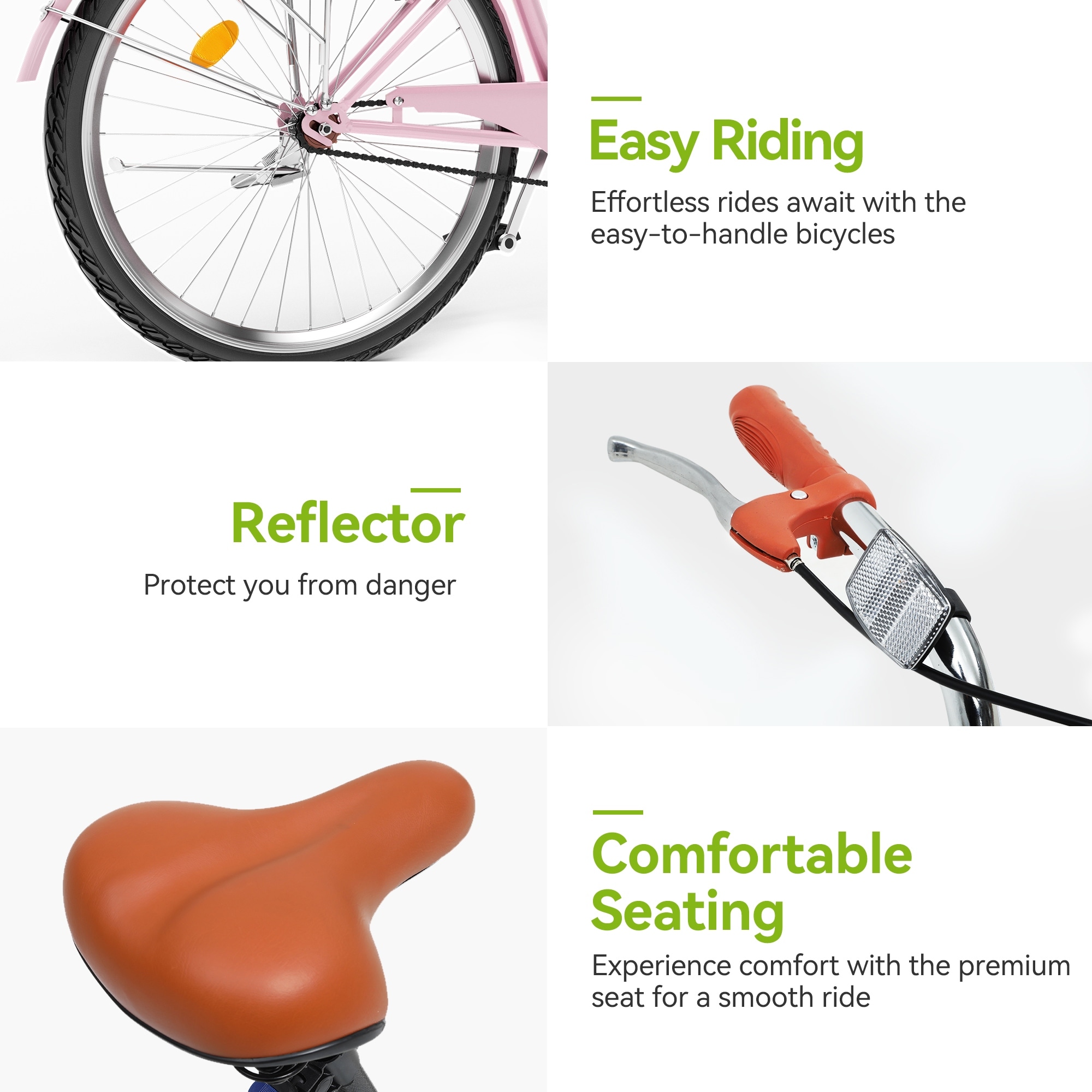 26 Inch Beach Cruiser Bike for Women - 1 Speed Commute Bike