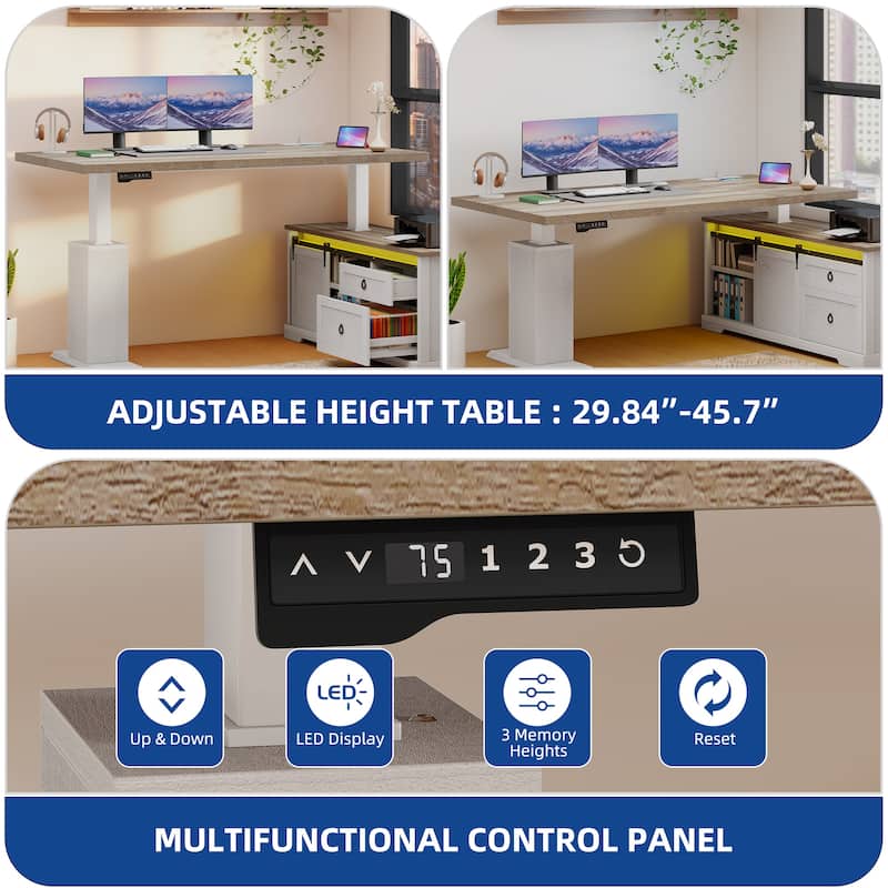 Moasis L-Shaped Electric Standing Desk with LED Lights