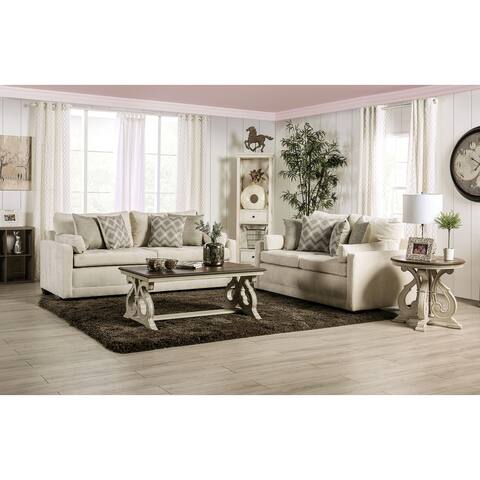 Furniture of America Breward Farmhouse Beige 2-piece Sofa Set