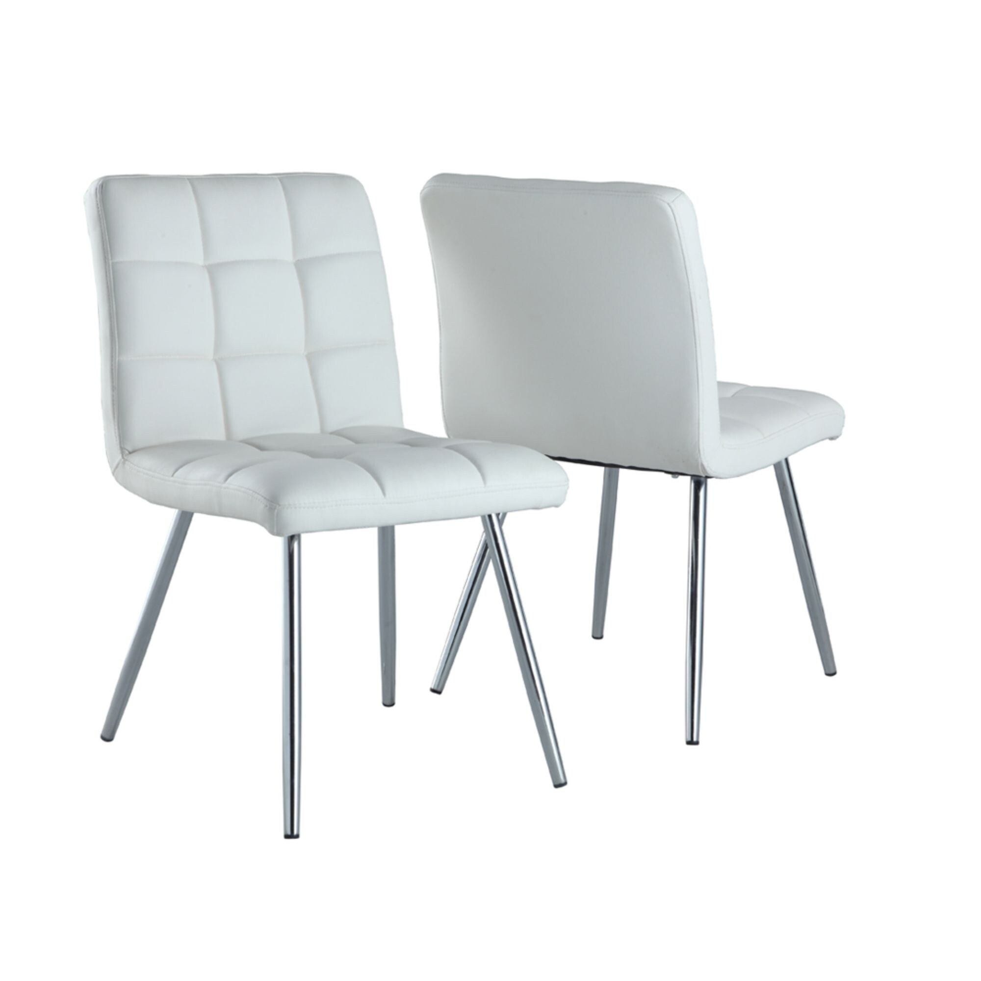 white leather look dining chairs