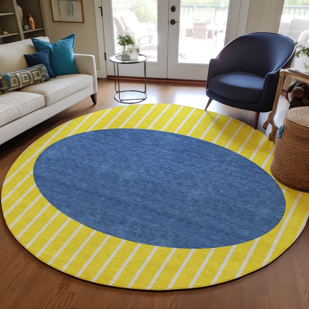 Machine Washable Indoor/ Outdoor Modern Sunrise Chantille Rug