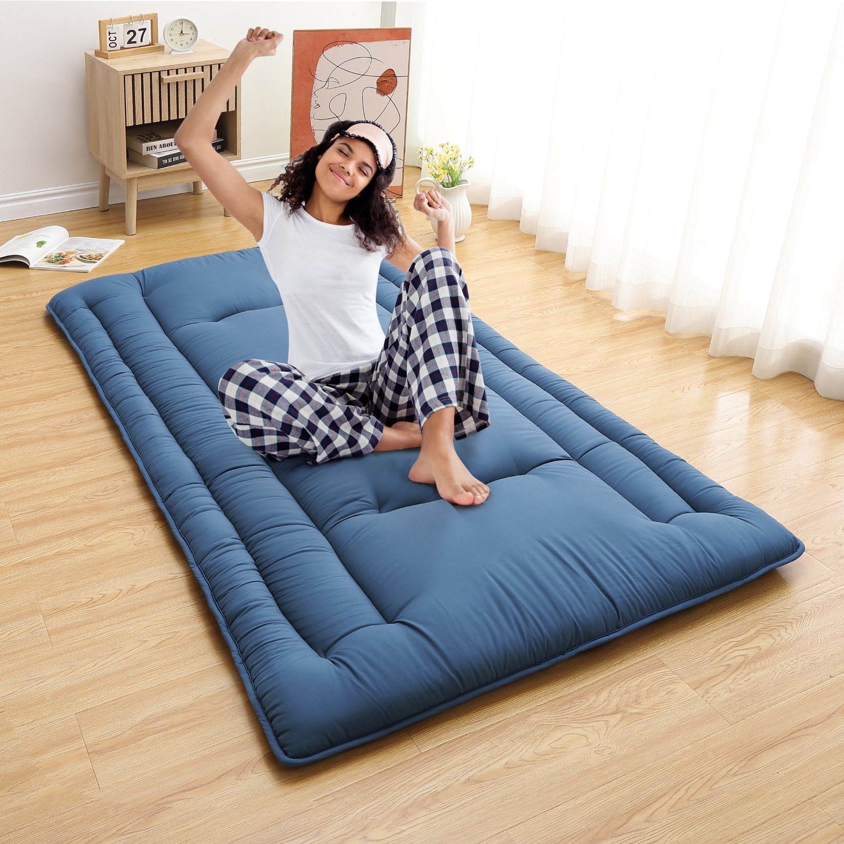 Futon Mattress Japanese Floor Mattress, Foldable Roll Up Floor Bed Mattress, Tatami Mat Japanese Floor Bed for Dorm