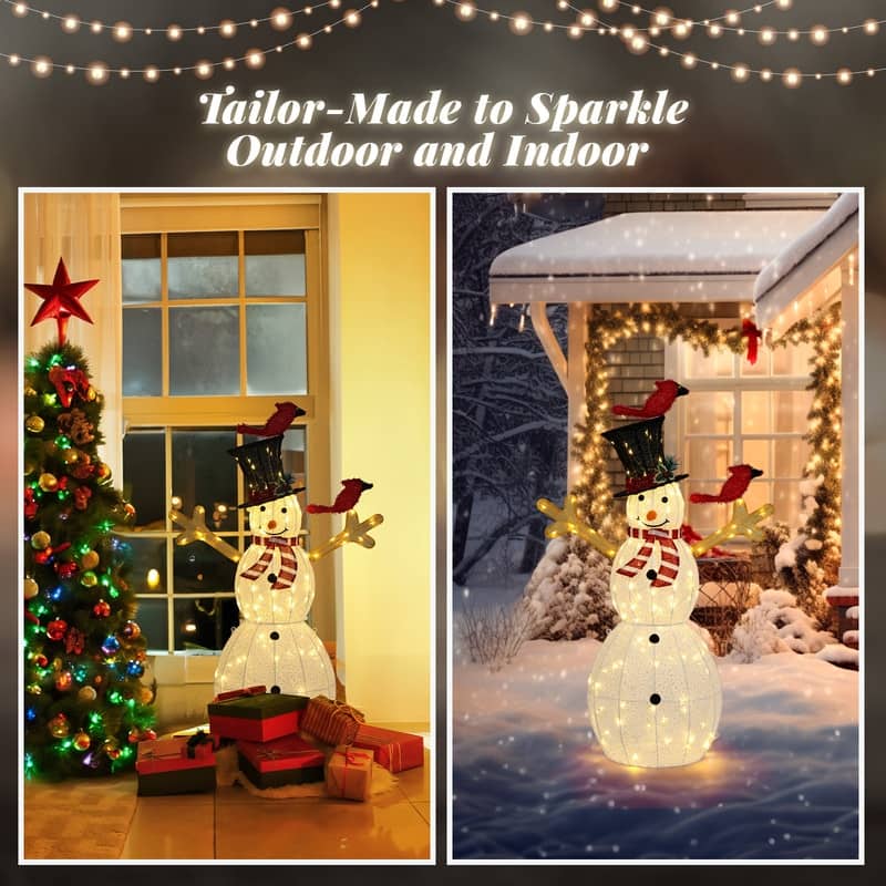 5FT Christmas Snowman Yard Decoration with 120 Warm White LED Lights - N/A
