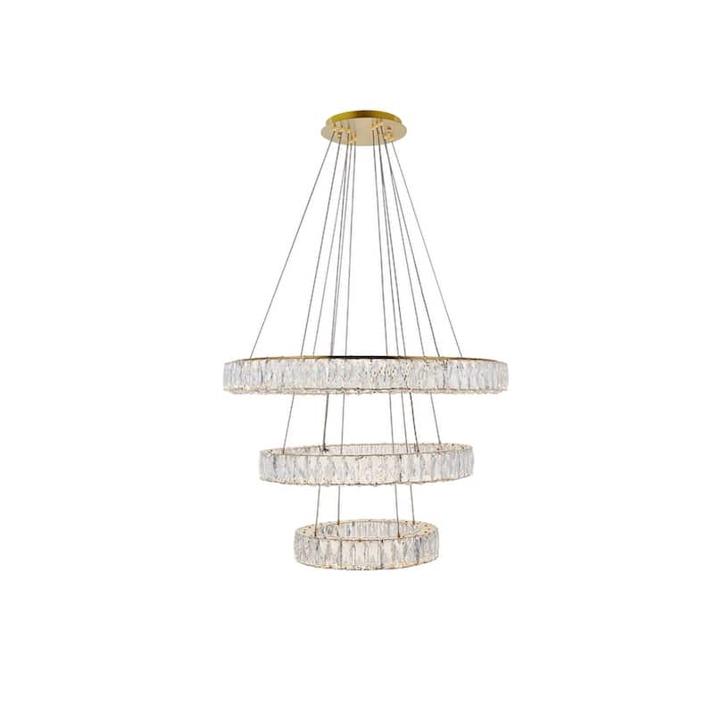 Madelyn Integrated LED chip light gold Chandelier Clear Royal Cut Crystal - 31.5"W X 21"H - Gold