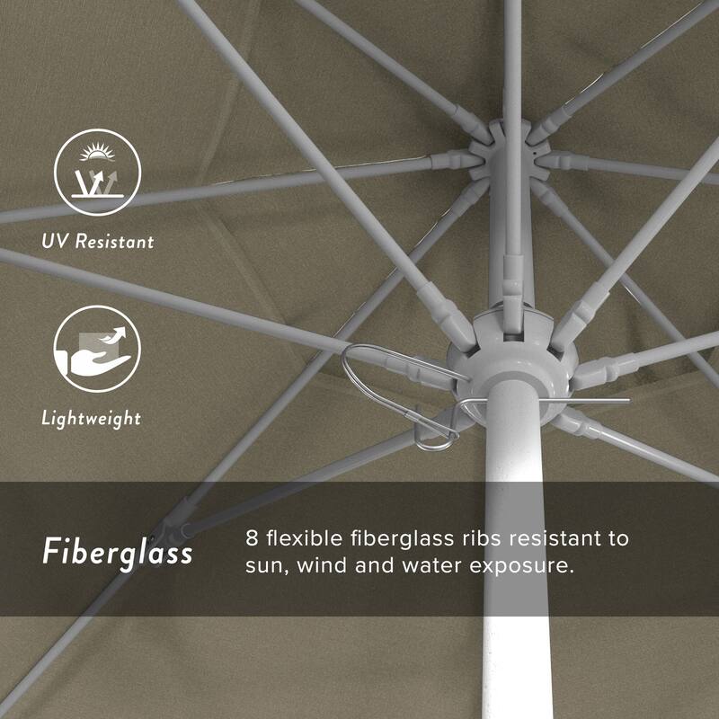 California Umbrella 75' Venture Series Patio Umbrella, White Aluminum Pole Fiberglass Ribs Push Lift Sunbrella