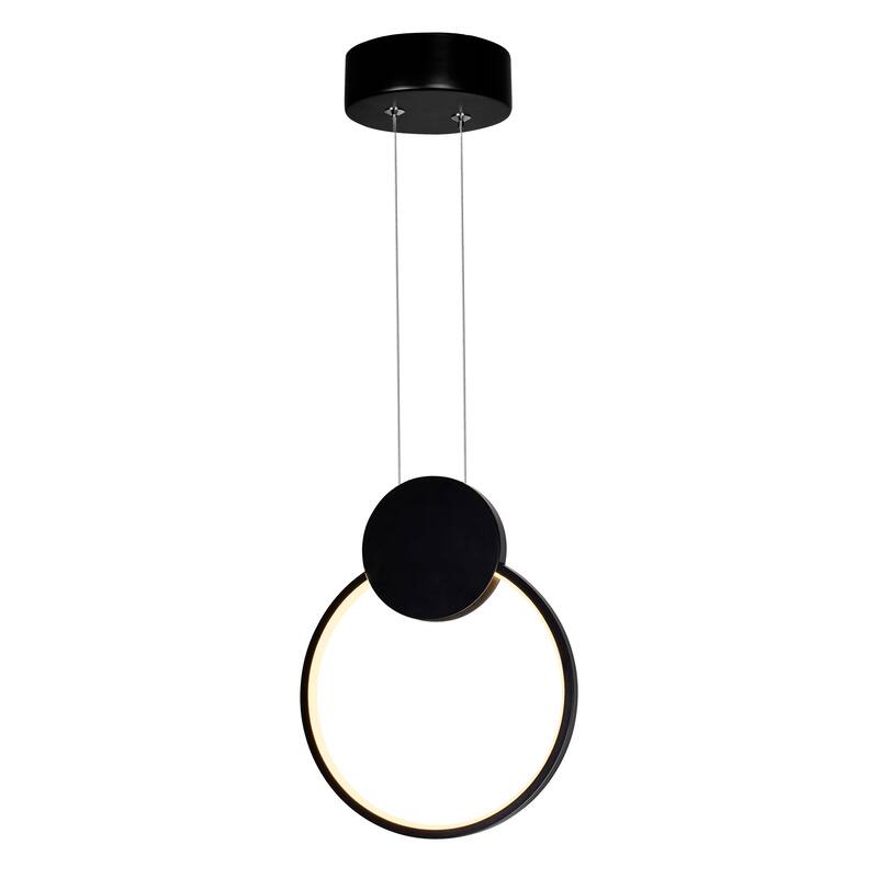 Pulley 8 in LED Black Mini Pendant - Black