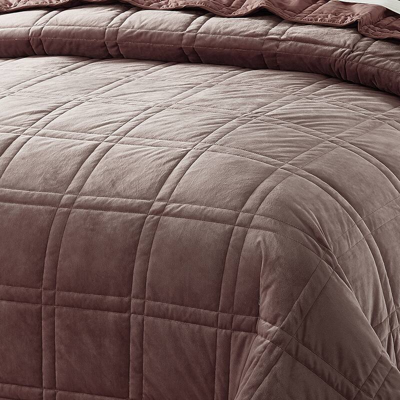Home Soft Things 3 Piece Box Quilted Micromink Bedspread 102" x 90"