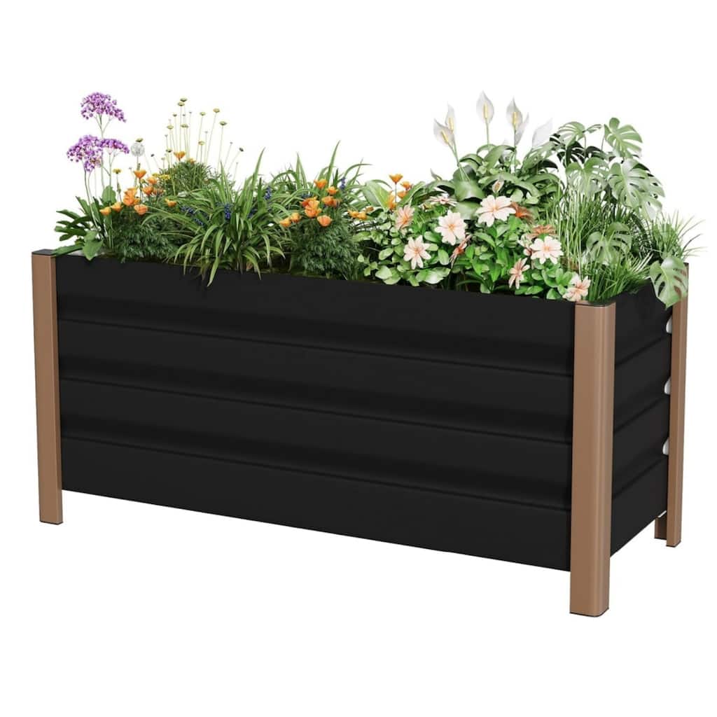 Aluminum Raised Garden Bed Planter Box 39 x 16 x 18 in with Drainage Holes Gray