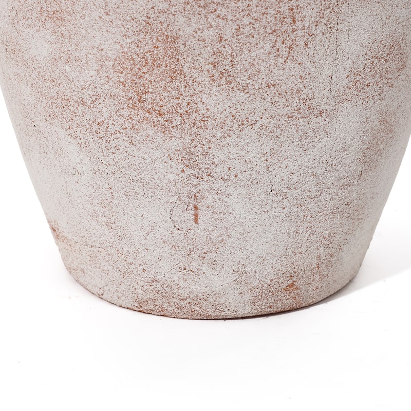 Marble Brown and White 12.4-Inch Tall Terracotta Vase