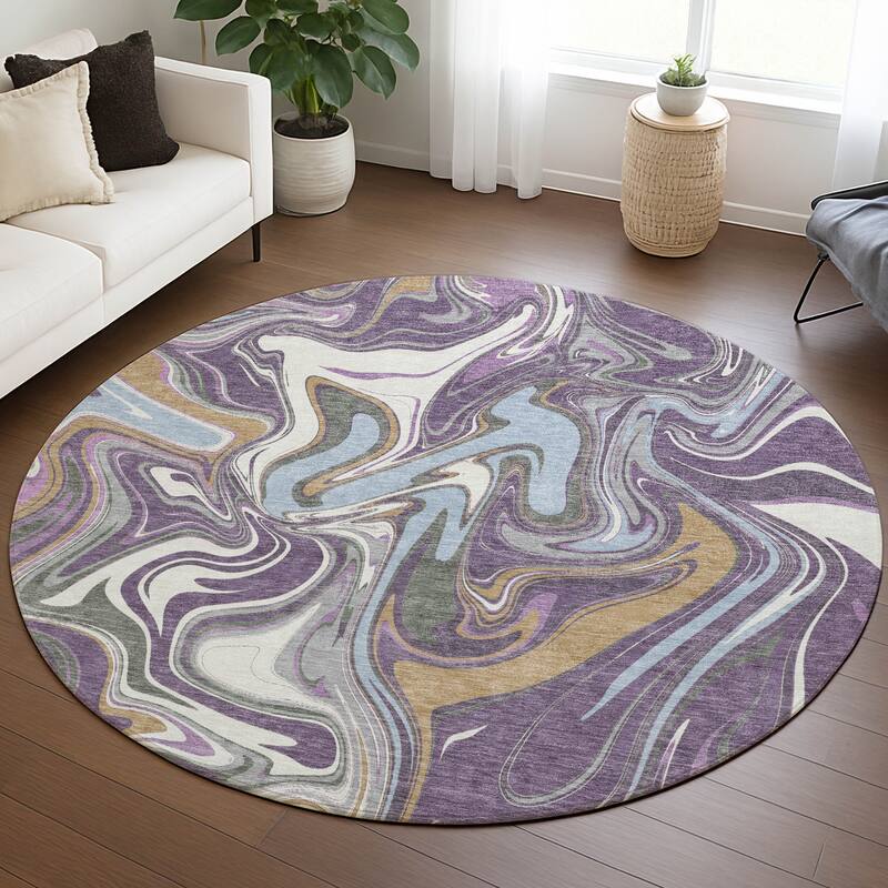 Machine Washable Indoor/ Outdoor Contemproary Fusion Chantille Rug