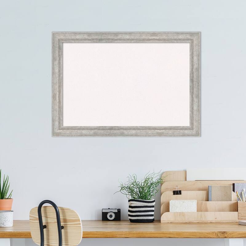 Angled Silver Wood Framed White Corkboard Bulletin Board, Organization Board, Pin Board