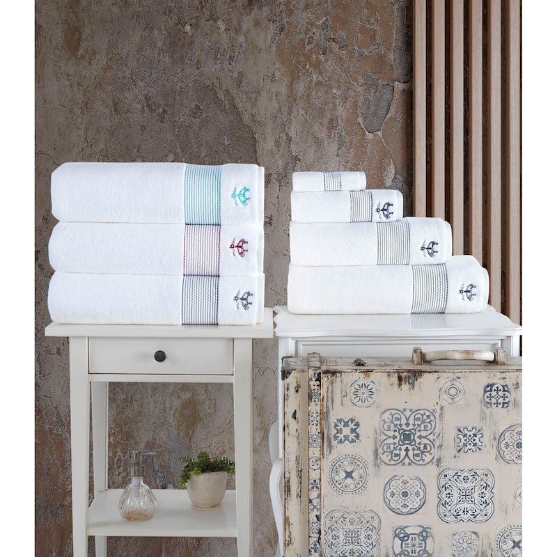 Brooks Brothers Rope Stripe Border 2 pcs Wash Towels