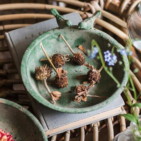 RusticReach Green Iron Tray Bird Decorative Tray