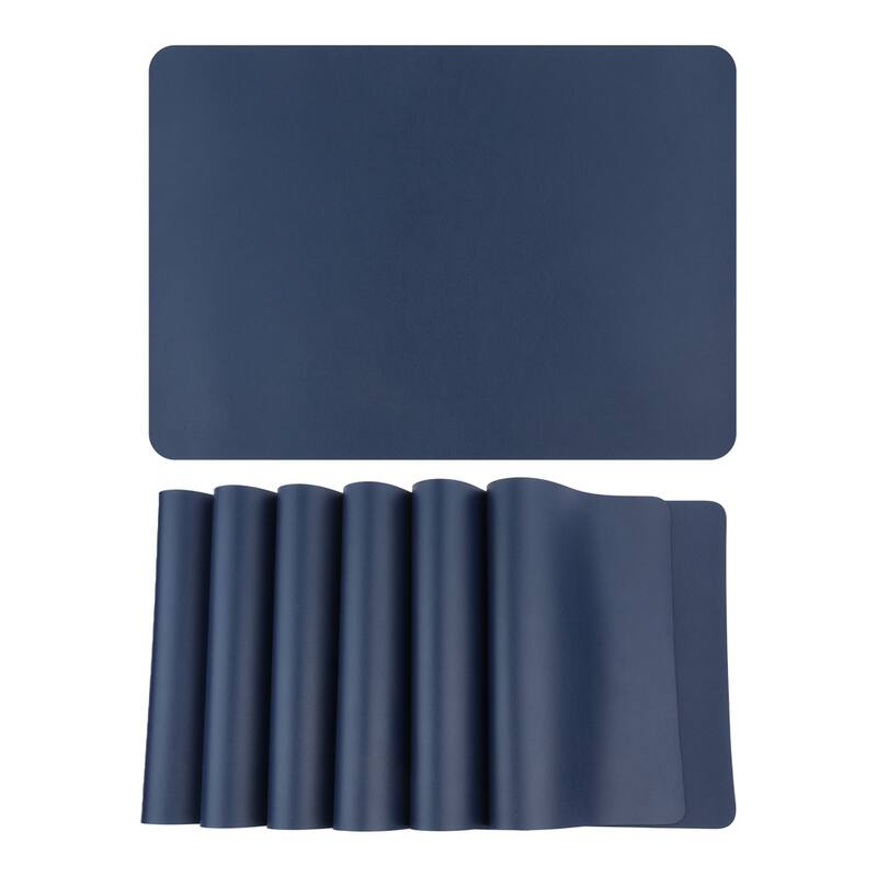 6 Pack Faux Leather Placemats for Kitchen Dining Table Decor Heat Resistant Table Placemats Wipeable Table Mat - 17*12in