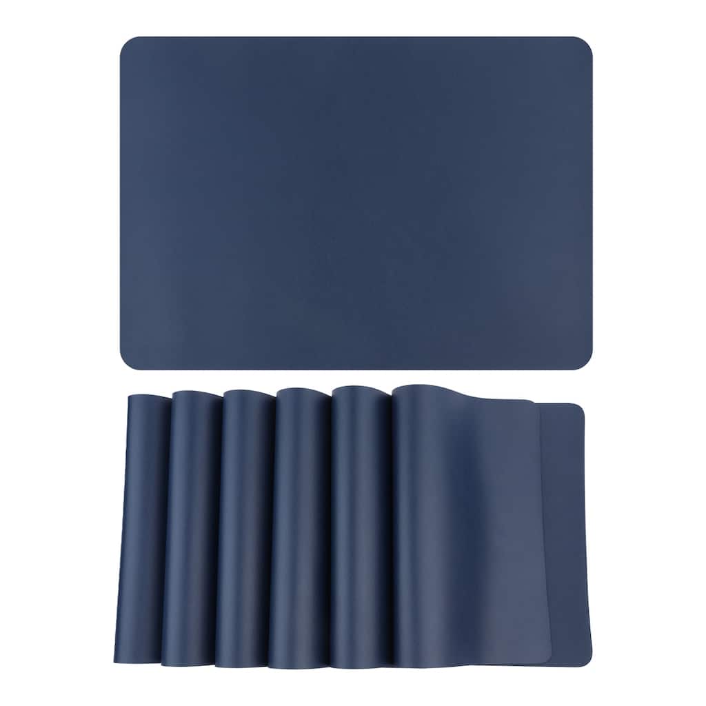 6 Pack Faux Leather Placemats for Kitchen Dining Table Decor Heat Resistant Table Placemats Wipeable Table Mat - 17*12in