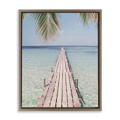 Stupell Tropical Dock on Beach Framed Floater Canvas Wall Art Design by Sisi and Seb