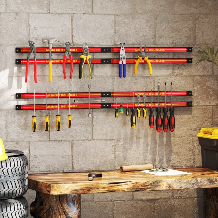 Carbon Steel Magnetic Tool Holder Set with 6 Strips - 18” x 1” x 0.5”